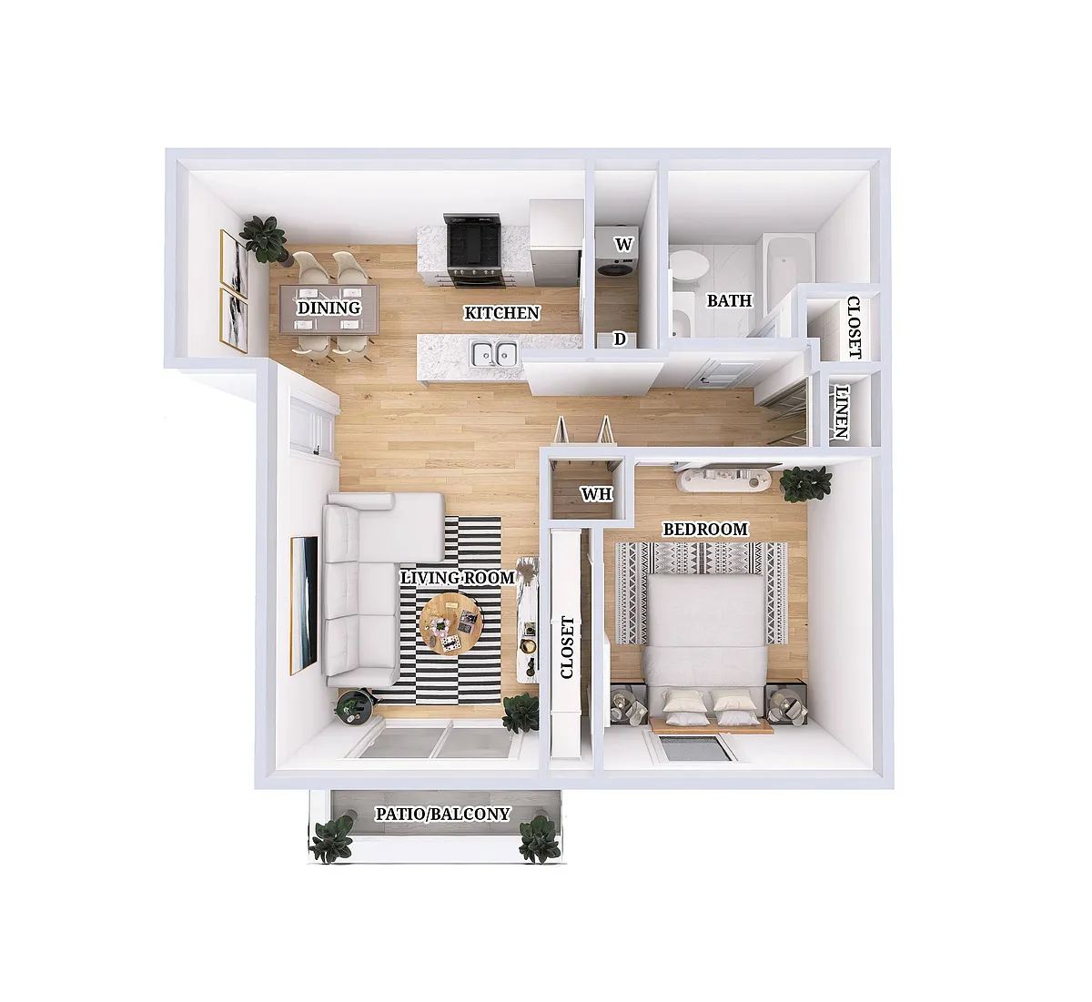 Floor plan 1 Bed, 1 Bath - 675 Sq. Ft. (Affordable*)