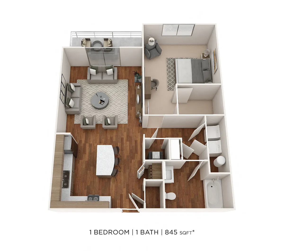 Floor plan One Bedroom-845 sqft