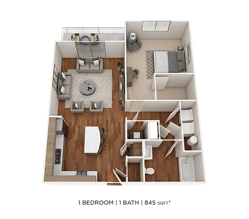 Floor plan One Bedroom-845 sqft