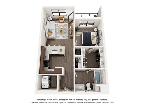 Floor plan 1 Bed, 1 Bath Apartment