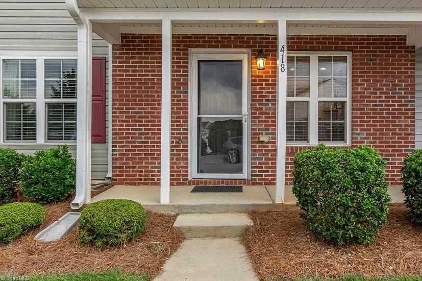 Front patio with storm door