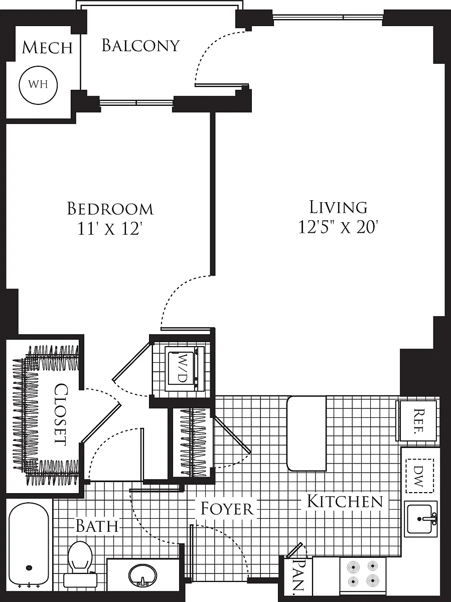 Floor plan 1 Bedroom- 724