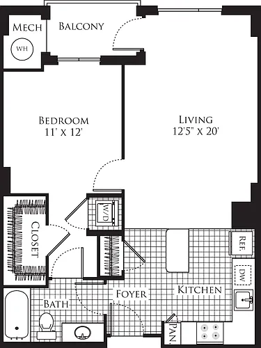 Floor plan 1 Bedroom- 724