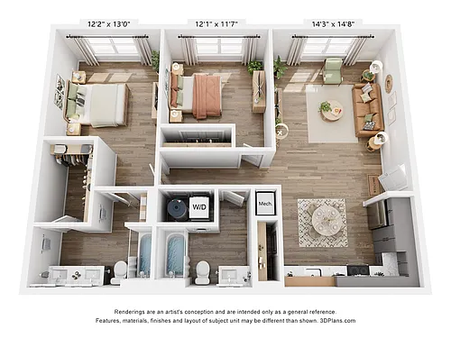 Floor plan The Emmylou Two Bedroom