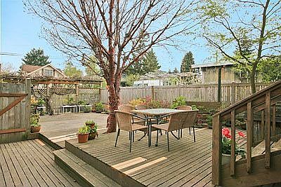 West facing backyard deck and patio