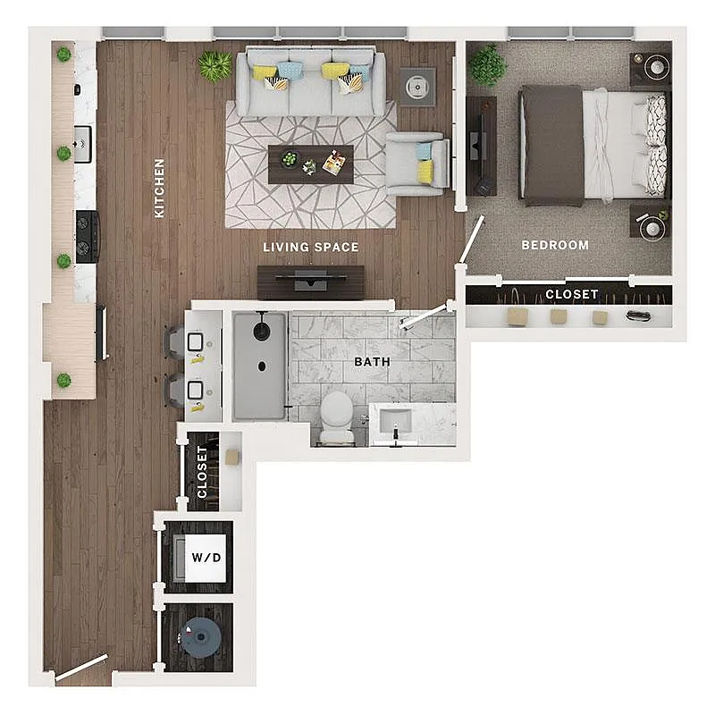 Floor plan 1BR/1BA - A3a