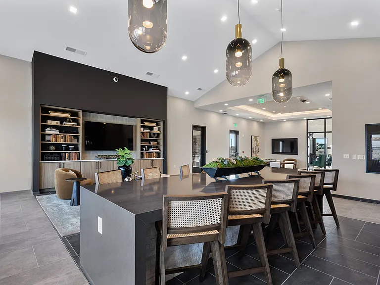 Community Bar and Lounge with Island Seating at Montage