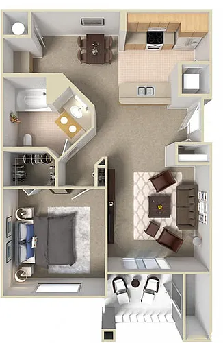 Floor plan 1 Bed 1 Baths
