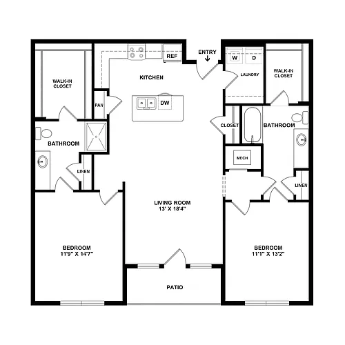 Floor plan 2 Bedroom Craftsman Premier