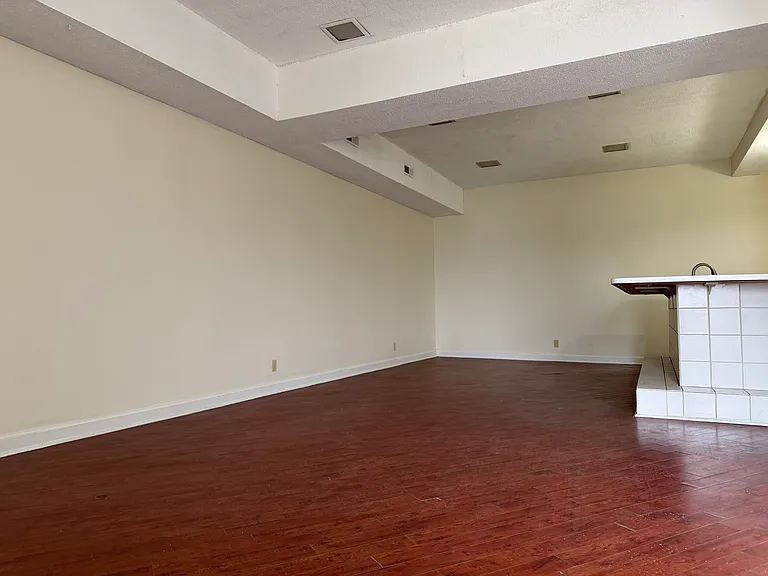 Main/Living room is huge! Great natural light in this room. bar-top (kitchen area) can be seen on the right.