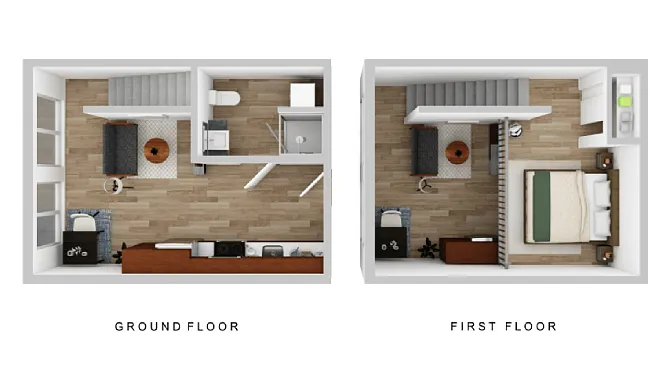 Floor plan One-Bedroom Loft