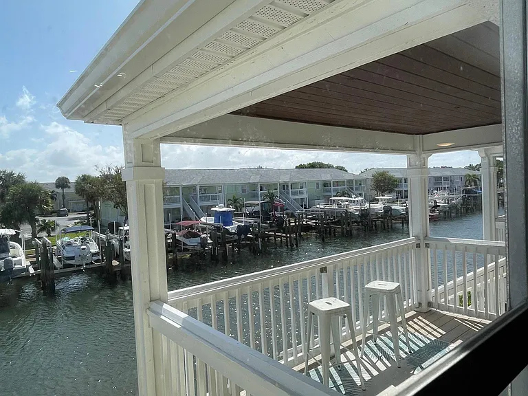 Large waterfront covered balcony