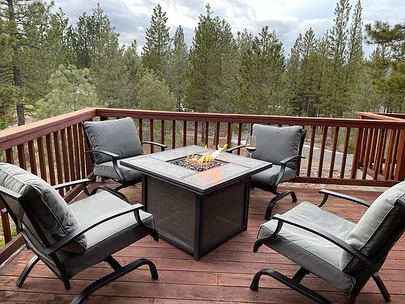 Propane fire pit overlooking the golf course