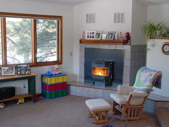 living room w/pellet stove