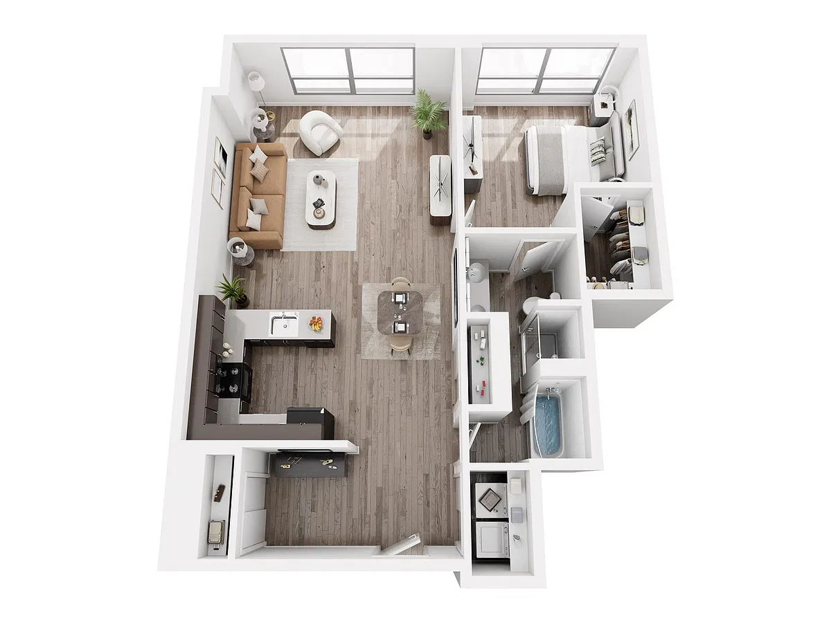 Floor plan One Bed Den - Penthouse (1,028 sq ft)
