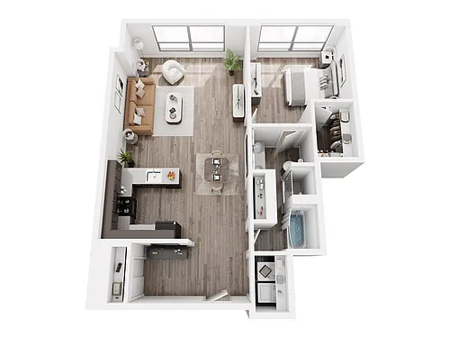 Floor plan One Bed Den - Penthouse (1,028 sq ft)