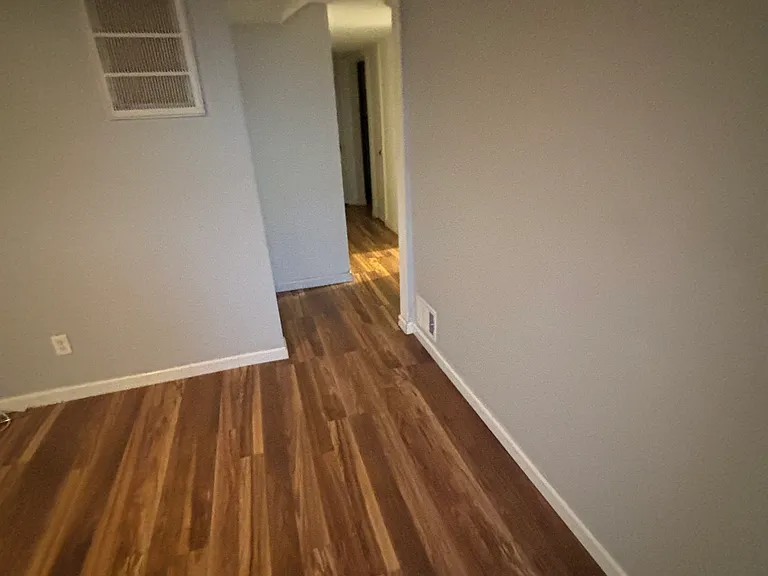 Hallway from living room into kitchen and bedroom