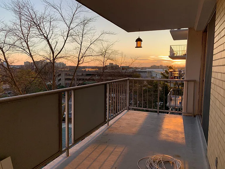 Long balcony view from dining entrance