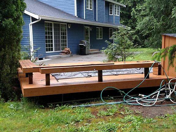 Swim spa with deck and patio