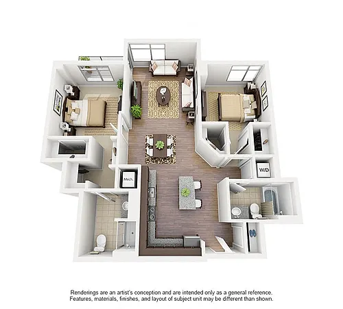 Floor plan 2 Bed/2 Bath-C07