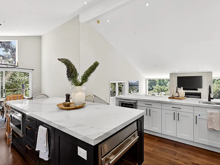 Kitchen, overlooking living room