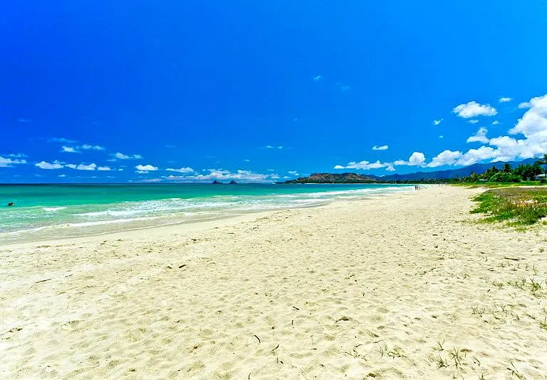 We are located on the quiet side of Kailua Bay. It is 2.5 miles of sandy beach North to South, and 5 miles if you go end to end and back.