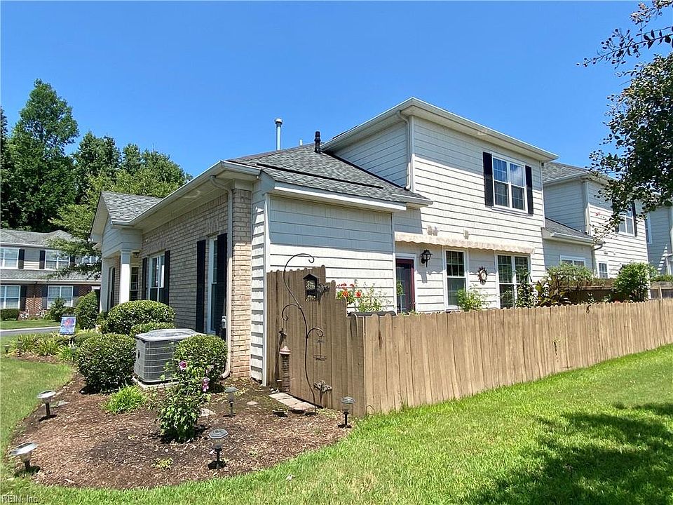 Back view of home and fenced patio