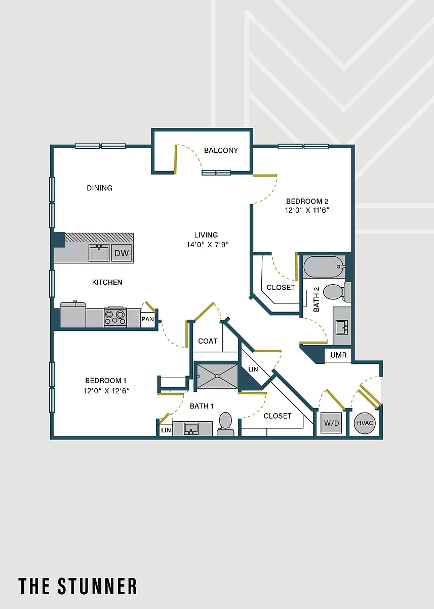Floor plan The Stunner | 2 Bed | 2 Bath