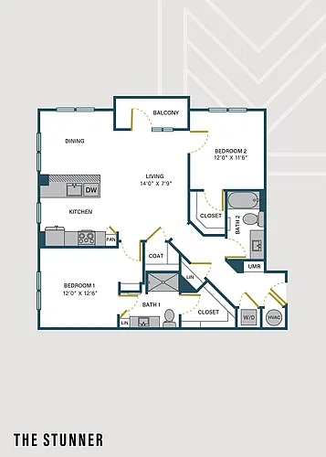 Floor plan The Stunner | 2 Bed | 2 Bath