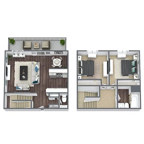 Floor plan B3: 2 Bed 2 Bath