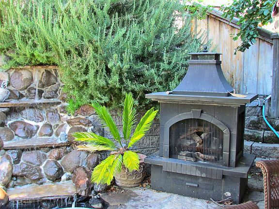 Waterfall and Fireplace