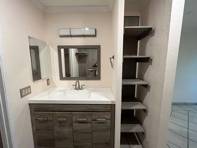 Primary bedroom 2 vanity and linen closet