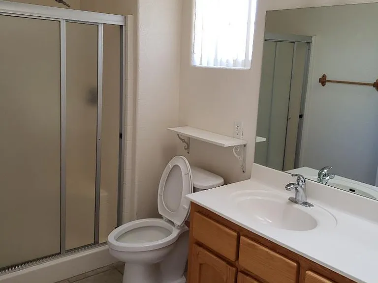 Master bath includes double sink and shower.