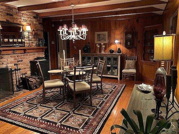 Dining room with fireplace