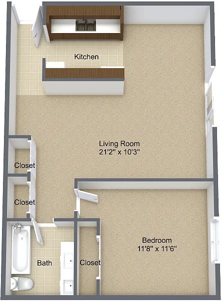 Floor plan One Bedroom Upper