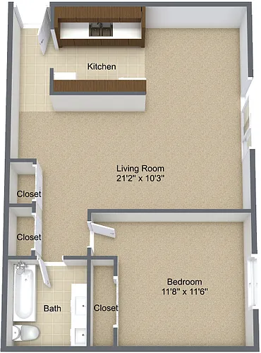 Floor plan One Bedroom Upper