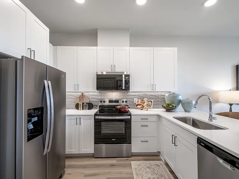 Step into the modern elegance of Sage at Celina Residences. This stunning kitchen features sleek appliances, ample storage, and a vibrant design perfect for culinary creativity. Make this inviting space your ownschedule a tour today!