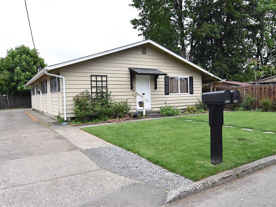 The duplex from the street. The available unit is in the bac