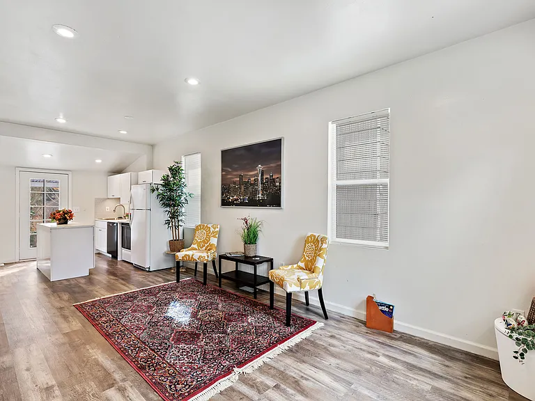 Living Room with Kitchen in Back
