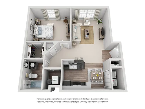 Floor plan One Bedroom, One Bath