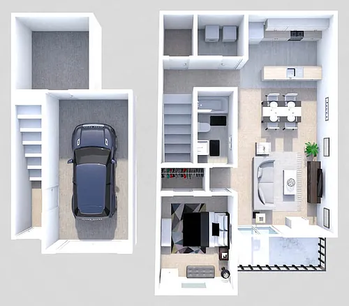Floor plan Phase II - Executive 1 Bed 1 Bath