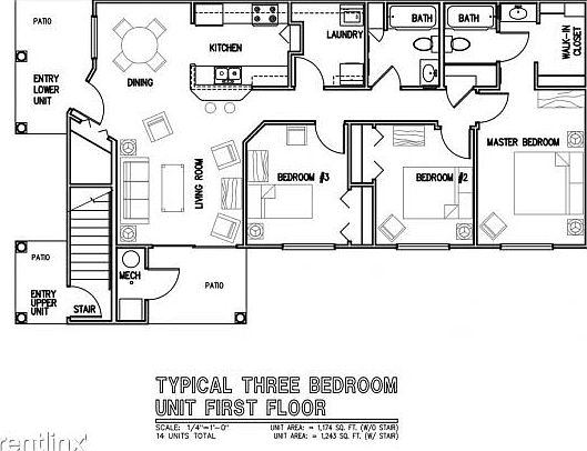 Three Bedroom Floor plan