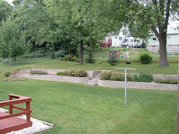 Professionally landscaped backyard