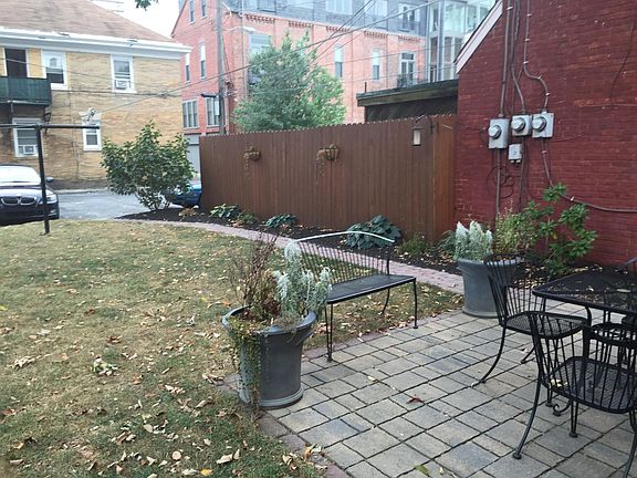 Patio and parking area