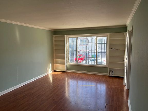 Living room window and shelves