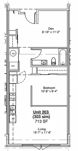 Floor plan One Bedroom + Den