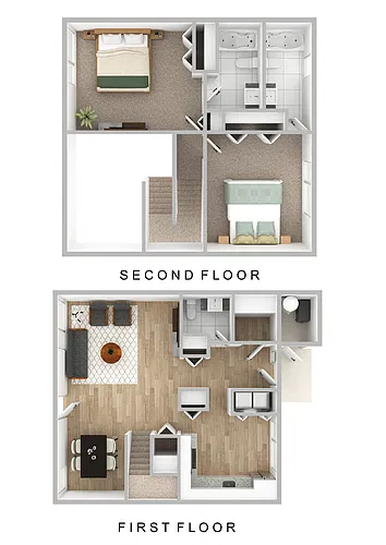 Floor plan 2 Bed 2.5 Baths