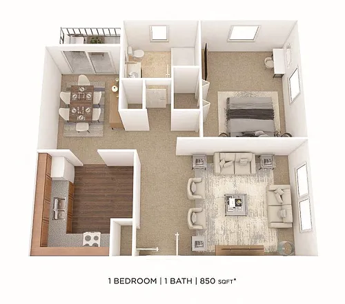 Floor plan One Bedroom- 850 sqft