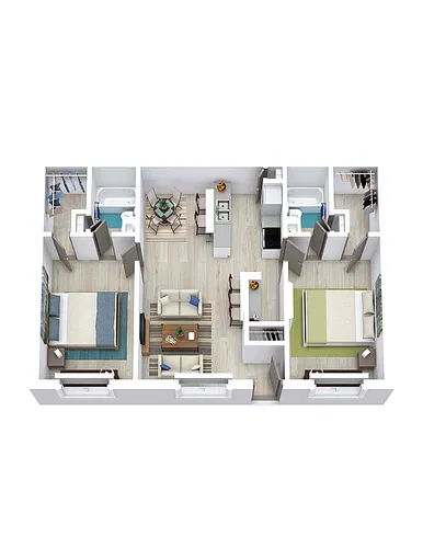 Floor plan 2 Bed 2 Bath 1030