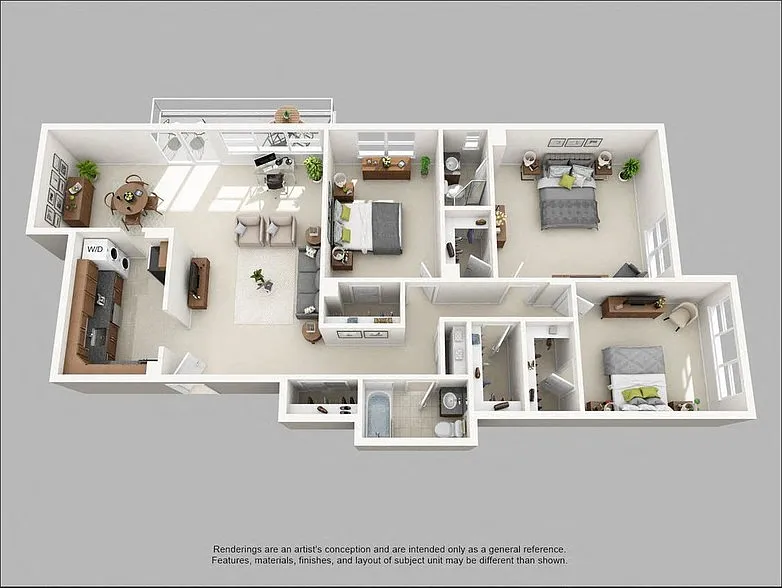 Floor plan Three Bedroom/Two Bath